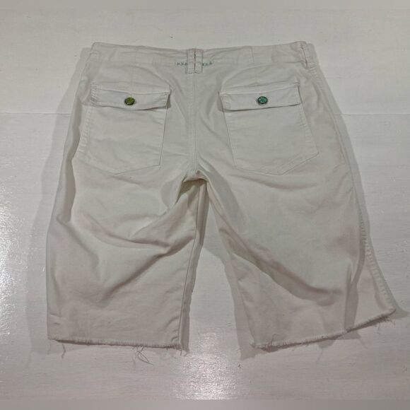 Y2K American Eagle Shorts Women’s 8 White Bermuda Cut Off Canvas Casual - Picture 3 of 10